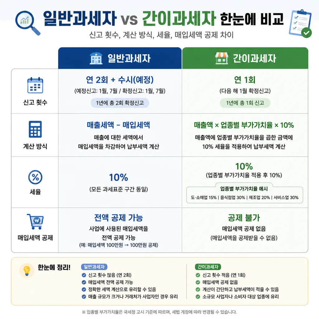 일반과세자와 간이과세자 부가가치세 신고 차이