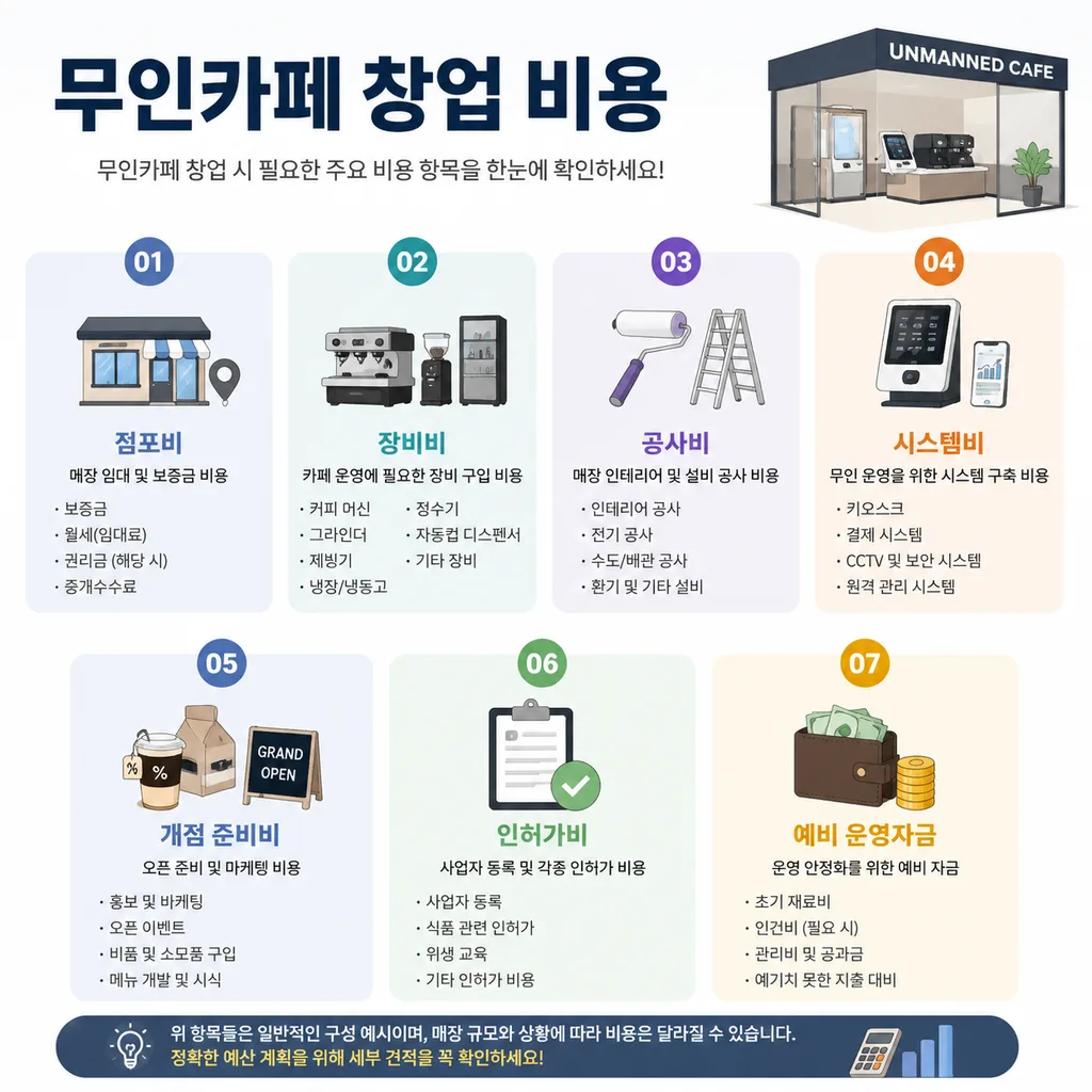 무인카페 창업 비용 항목별 정리