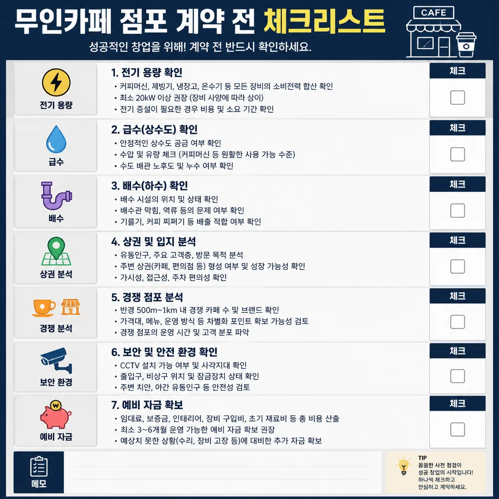 무인카페 창업 전 점포 확인 체크리스트